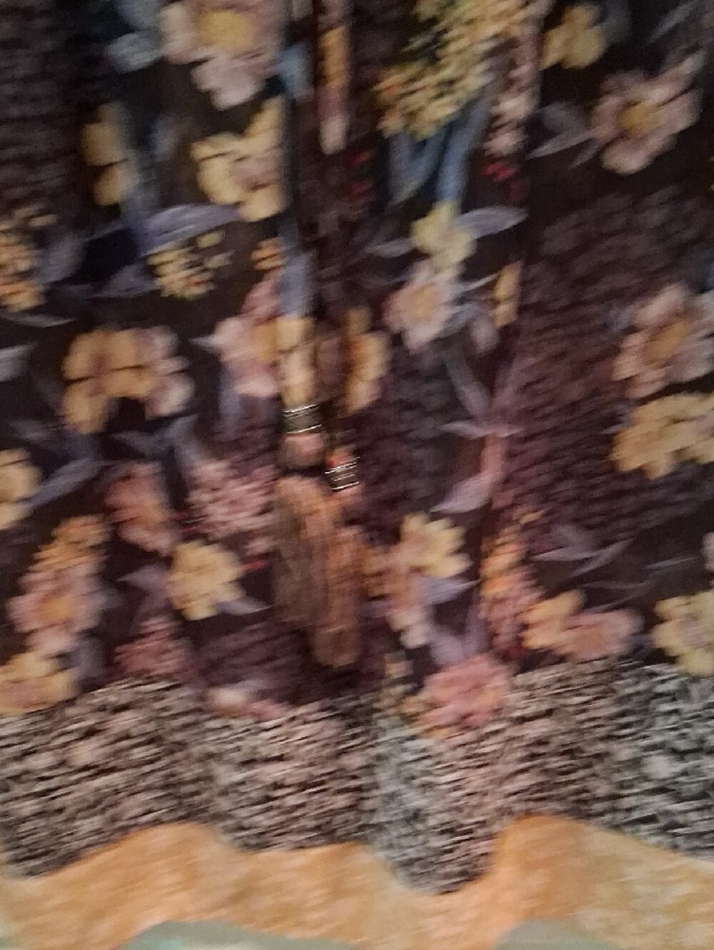 Knox Rose Black Floral Smocked Short Sleeve Blouse with Yellow Trim - Picture 10 of 11